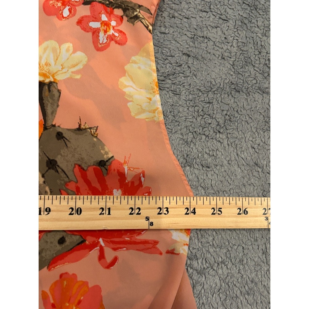 Lord & Taylor Woman Blouse 2X Cactus Floral Sleeveless Pleated Top Pink - Picture 3 of 5